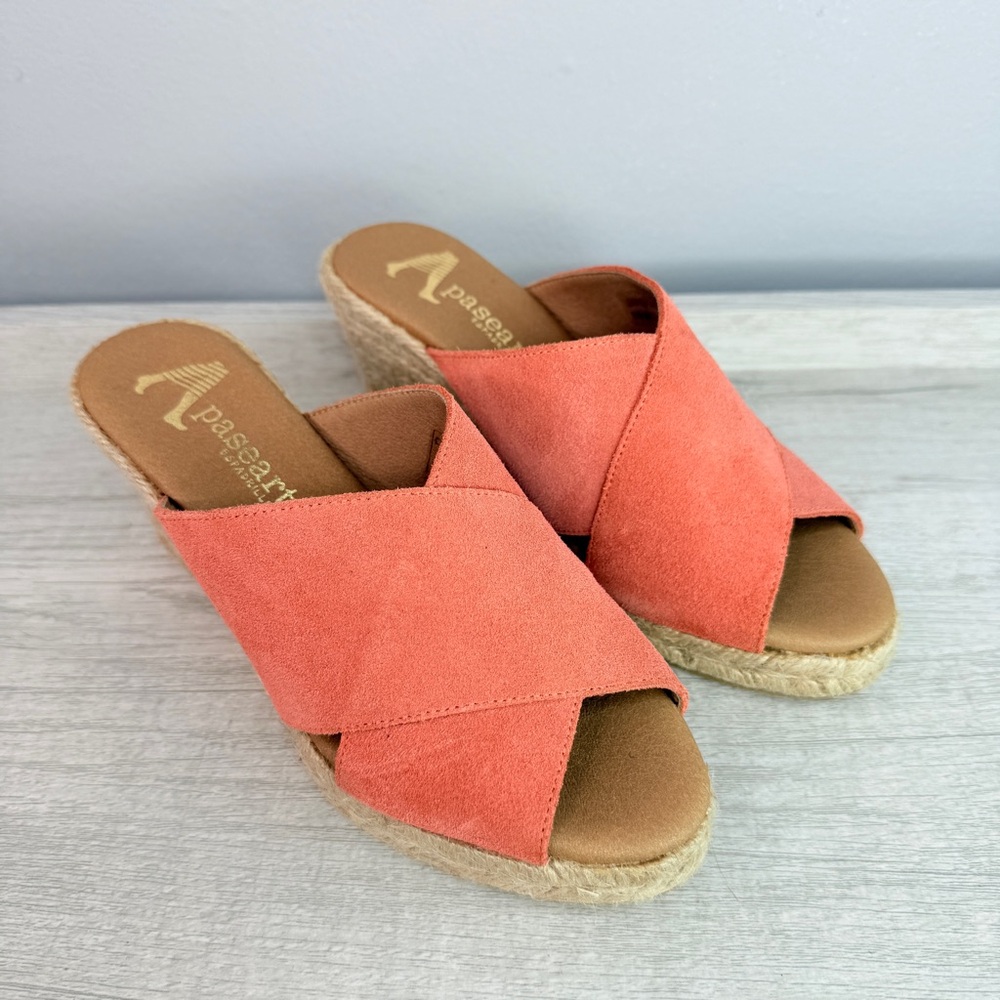 BRAND NEW! Anthropologie Paseart coral suede espadille wedge sandals size 6 - Picture 12 of 13